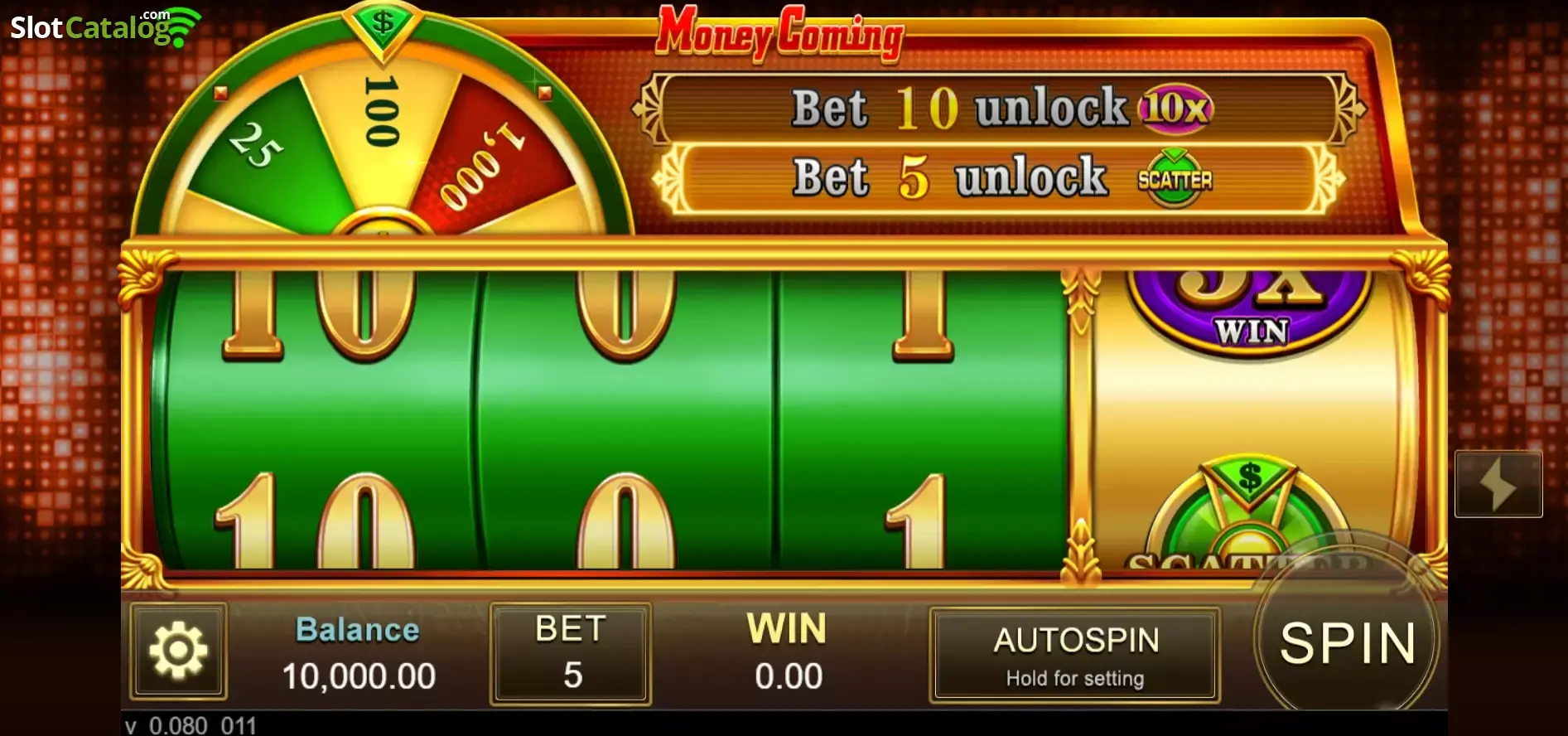 Money Coming slot game screen