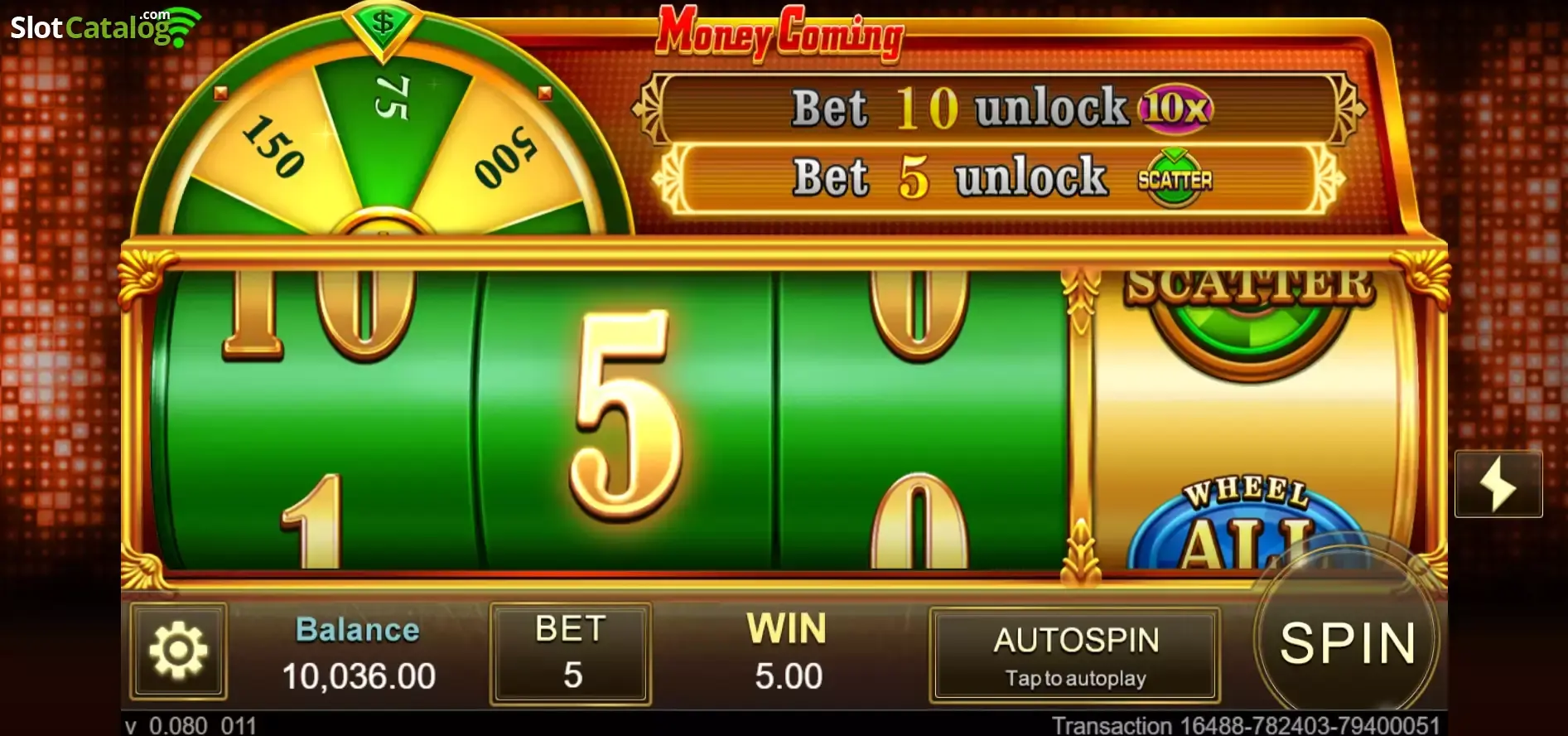 Money Coming win screen