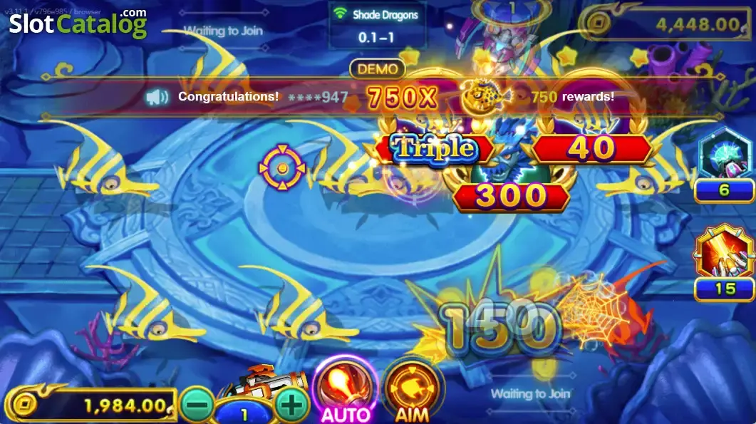 Shade Dragons Fishing game screen (SlotCatalog)